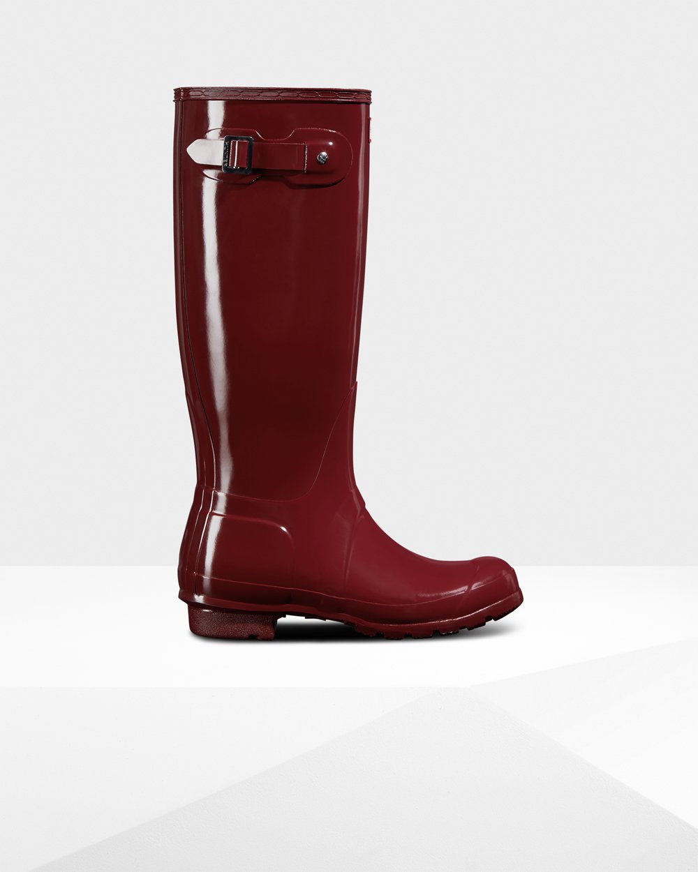 Hunter Mujer Original Gloss - Botas de Lluvia Gris Rojas - 857-QGEMST